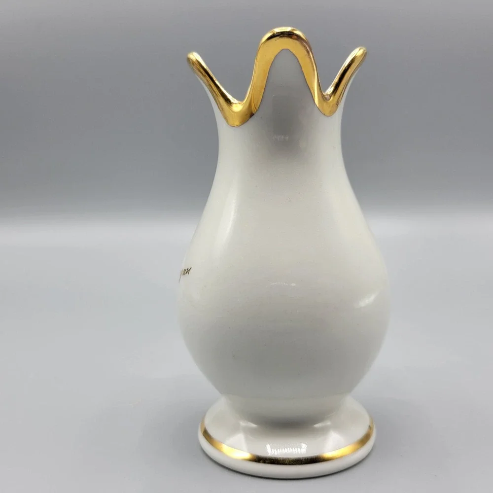 Vintage Wagner Bavaria Porcelain Flower Bud Vase Gold Trim 4